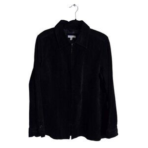 Yvonne Le Marie Vintage Black 100% Suede Full Zip Coat Size 14